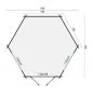Preview: Grundriss 6 Eck Gartenhaus Nora 34mm 354x316cm