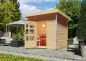 Preview: Karibu Massivholzsauna Saunahaus Norge 231x196 cm | Wandstärke 38mm
