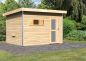 Preview: Karibu Massivholzsauna Saunahaus Skrollan 2 mit Vorraum | 337x231 cm | Wandstärke 38mm