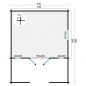 Preview: Grundriss Gartenhaus Heino 44mm 450x380+200cm Terrasse