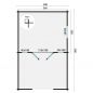 Preview: Grundriss Gartenhaus Sanstrov 44mm 380x320+270cm Terrasse