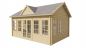Preview: Seitliche Ansicht von Vorne Gartenhaus Clockhouse 44mm 550x400cm