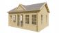 Preview: Seitliche Ansicht von Vorne Gartenhaus Clockhouse Trevor 70mm 550x400cm
