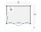 Preview: Grundriss Gartenhaus James 44mm 400x300+120cm Vordach