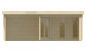 Preview: Ansicht Frontseite Gartenhaus Jutka 44mm 678x3678cm
