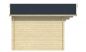 Preview: Ansicht Linke Seite Gartenhaus Mika 28mm 380x300 + 80cm Vordach