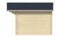 Preview: Ansicht RechteSeite Gartenhaus Mika 28mm 380x300 + 80cm Vordach