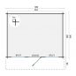 Preview: Grundriss Gartenhaus Mika 28mm 380x300 + 80cm Vordach