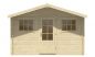 Preview: Ansicht Frontseite Gartenhaus Mika 28mm 380x300 + 80cm Vordach