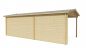 Preview: Seitliche Ansicht von Hinten Gartenhaus Skeg 44mm 720x340cm