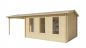 Preview: Seitliche Ansicht von Vorne Gartenhaus Skeg 44mm 720x340cm