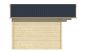Preview: Ansicht Linke Seite Gartenhaus Skyler 28mm 500x320 + 100cm Vordach