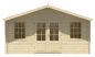 Preview: Ansicht Frontseite Gartenhaus Skyler 28mm 500x320 + 100cm Vordach