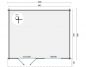 Preview: Grundriss Gartenhaus Toledo 34mm 500x400 + 40cm Vordach