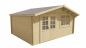 Preview: Seitliche Ansicht von Vorne Gartenhaus Toledo 34mm 500x400 + 40cm Vordach
