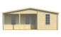 Preview: Ansicht Frontseite Gartenhaus Wochenendhaus Ollie 70mm 498x731cm