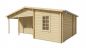 Preview: Seitliche Ansicht von vorne Gartenhaus Wochenendhaus Ollie 70mm 498x731cm