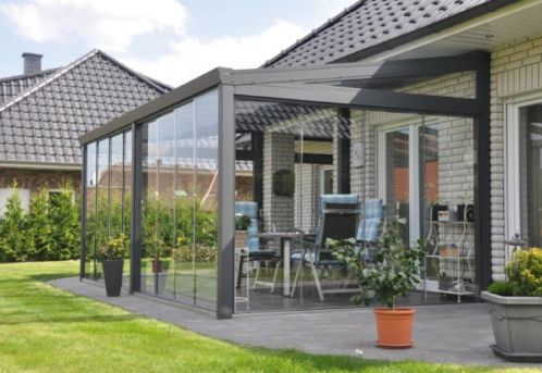 Wintergarten 300x250 mit Glasschiebesystem und VSG- Bedachung