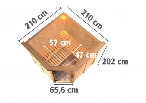 Karibu Systemsauna Jarin 196x196 cm | Wandstärke 68mm