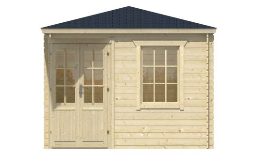 Ansicht Frontseite 5 Eck Gartenhaus Emma 40mm 302x302cm