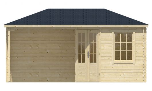Ansicht Frontseite 5 Eck Gartenhaus Kennet 28mm 500x300cm