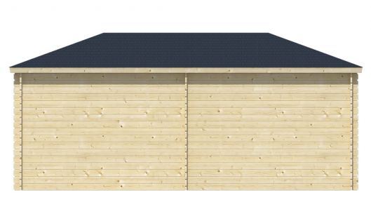 Ansicht Rückseite 5 Eck Gartenhaus Markku 28mm 575x300cm