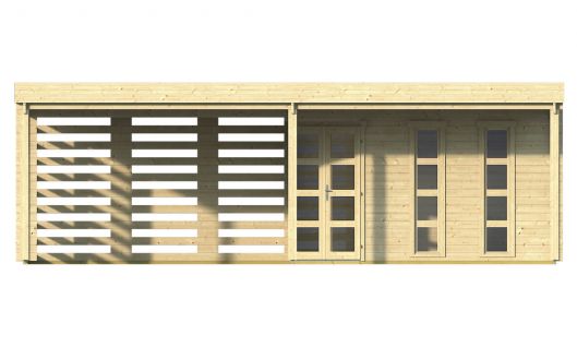 Ansicht Frontseite 5 Eck Gartenhaus Oletha 40mm 785x510cm