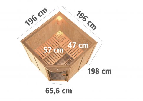 Karibu Systemsauna Aukura | 196x196 cm | Wandstärke 68mm