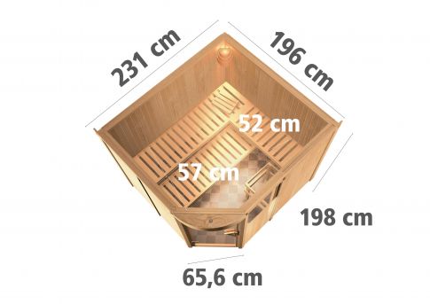 Karibu Systemsauna Lakura | 231x196 cm | Wandstärke 68mm