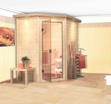 Karibu Massivholzsauna Cilja | 196 x146 cm | Wandstärke 38mm