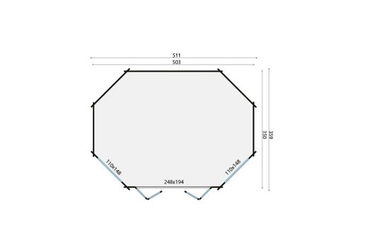 Grundriss 6 Eck 6 Eck Gartenhaus Gudrun 44mm 503x360cm