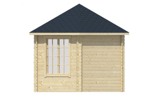Ansicht Rechte Seite 6 Eck Gartenhaus Nora 34mm 354x316cm