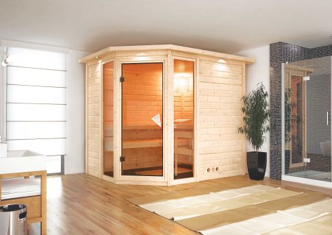 Karibu Massivholzsauna Sinai 236x184 cm | Wandstärke 40mm