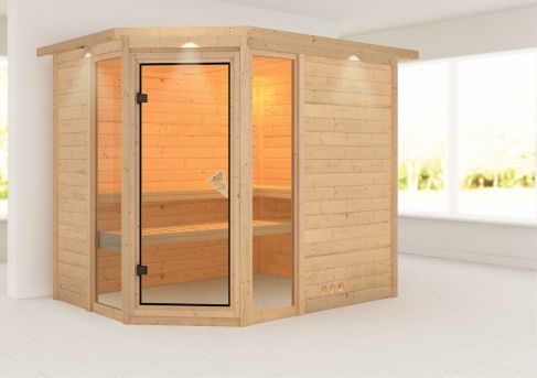 Karibu Massivholzsauna Sinai 236x184 cm | Wandstärke 40mm