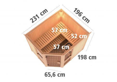 Karibu Systemsauna Amelia 3 | 231x196 cm | Wandstärke 68mm