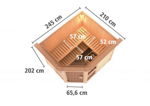 Karibu Systemsauna Amelia 3 | 231x196 cm | Wandstärke 68mm