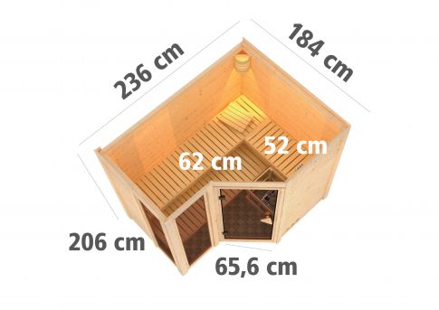 Karibu Massivholzsauna Amara | 236x184 cm | Wandstärke 40mm