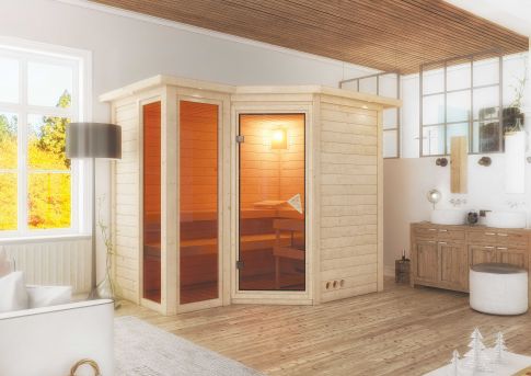 Karibu Massivholzsauna Amara | 236x184 cm | Wandstärke 40mm