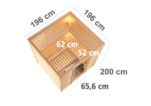 Karibu Massivholzsauna Mojave 196x196 cm | Wandstärke 40mm
