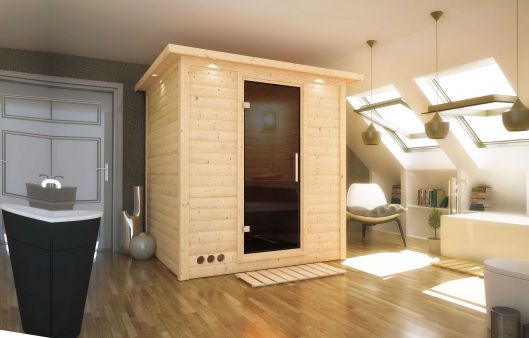 Karibu Massivholzsauna Mojave 196x196 cm | Wandstärke 40mm