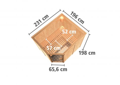 Karibu Systemsauna Malin 231x196 cm | Wandstärke 68mm