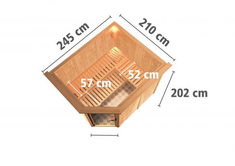 Karibu Systemsauna Malin 231x196 cm | Wandstärke 68mm