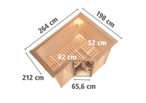 Karibu Massivholzsauna Sahib 2 | 236x184 cm | Wandstärke 40mm