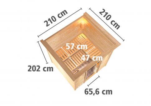 Karibu Systemsauna Rodin 196x196 cm | Wandstärke 68mm