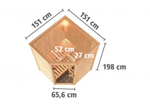 Karibu Systemsauna Nanja | 151x151 cm | Wandstärke 68mm