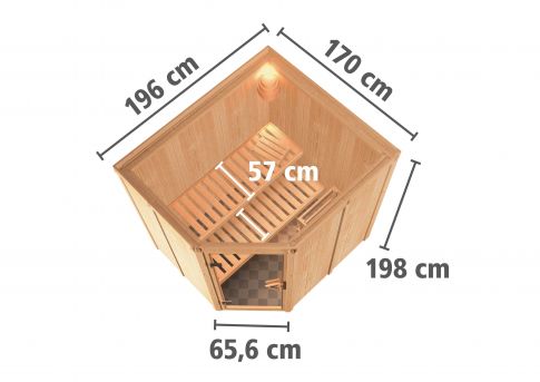 Karibu Systemsauna Lilja | 196 x170 cm | Wandstärke 68mm