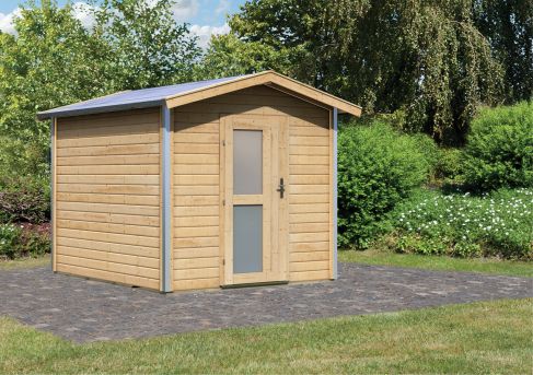 Karibu Massivholzsauna Saunahaus Bosse 1 mit Vorraum | 231x273 cm | Wandstärke 38mm