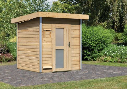 Karibu Massivholzsauna Saunahaus Torge 196x196 cm | Wandstärke 38mm