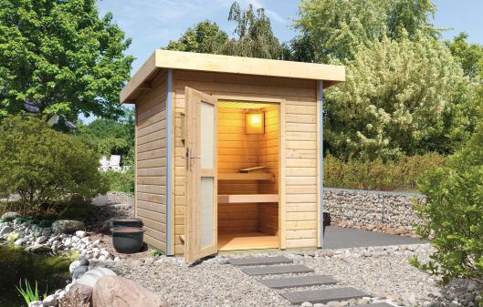 Karibu Massivholzsauna Saunahaus Torge 196x196 cm | Wandstärke 38mm