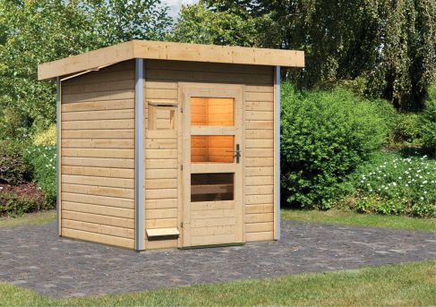 Karibu Massivholzsauna Saunahaus Torge 196x196 cm | Wandstärke 38mm